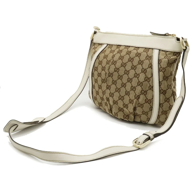 Gucci backpacks for women with a multi - pocket designGUCCI GG Canvas Abbey Shoulder Bag Leather Khaki Beige Off-White White 203257