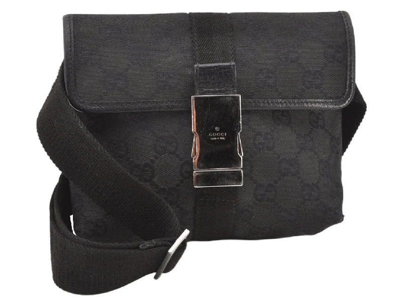 Gucci Marmont bags for women with quilted leather exteriorsAuthentic GUCCI Vintage Waist Body Bag Purse Canvas Leather 131236 Black 3809K