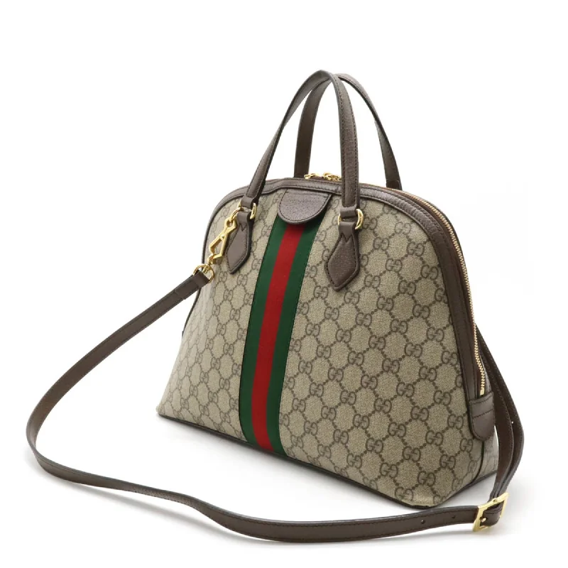 Small - sized Women Gucci shoulder bags for evening outingsGUCCI Ophidia GG Supreme Medium Handbag Shoulder Leather Beige Mocha Brown 524533