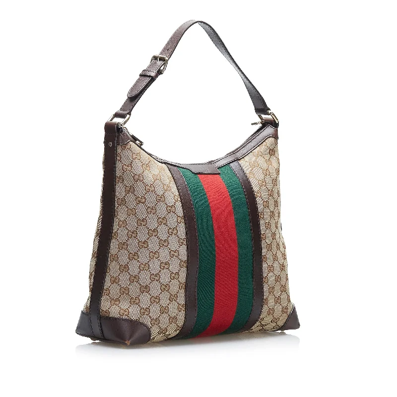 Gucci backpacks for women with a hidden back pocketGucci GG Canvas Web Shoulder Bag (SHG-2jIQKH)