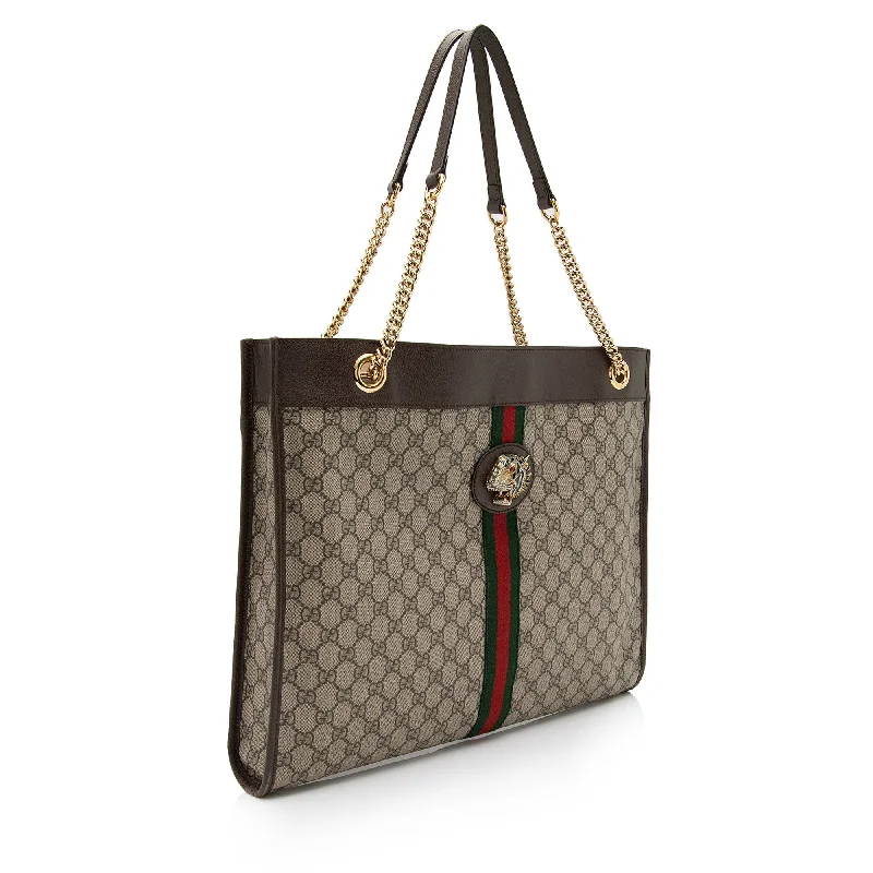 Gucci tote bags for women with a water - resistant coatingGucci GG Supreme Rajah Large Tote (SHF-CkmY9Y)