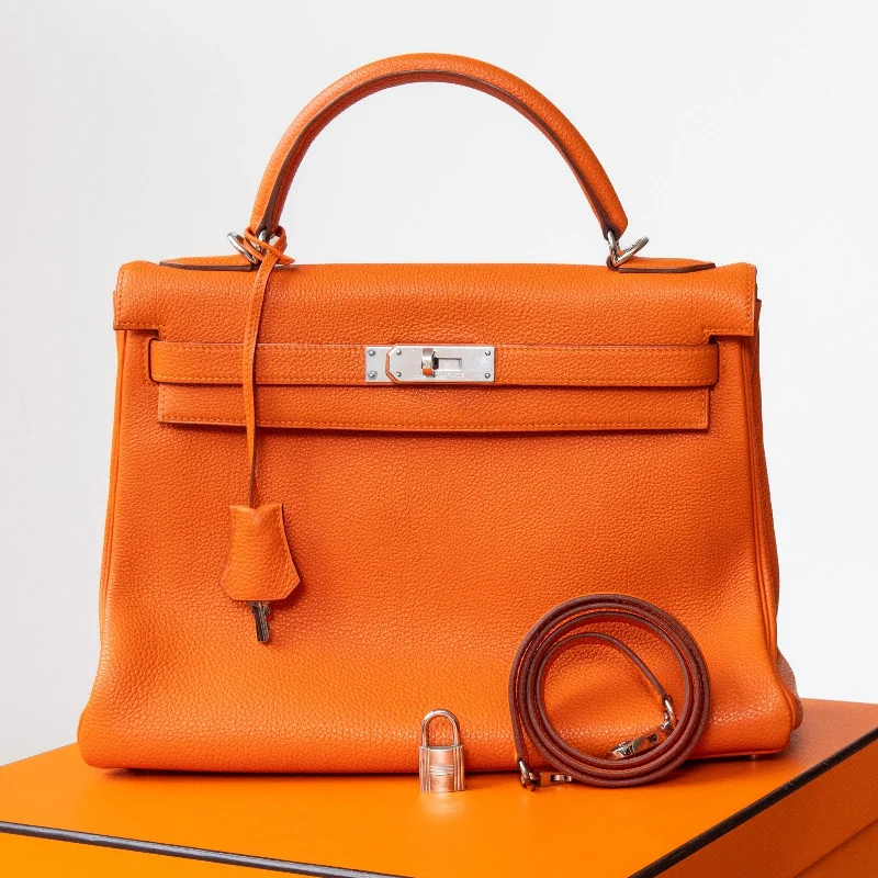 Hermes Orange Kelly 32 Retourne Bag