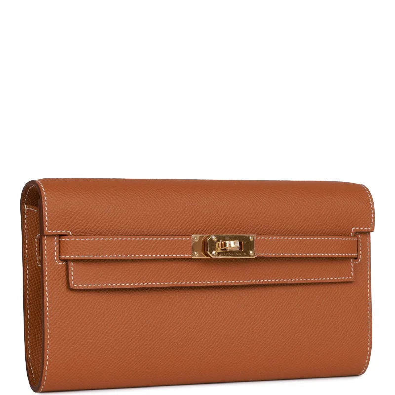 Hermes Kelly Wallet To Go Gold Epsom Gold Hardware