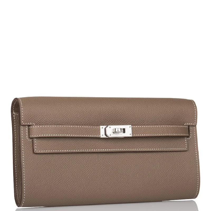 Hermes Kelly Wallet To Go Etoupe Epsom Palladium Hardware