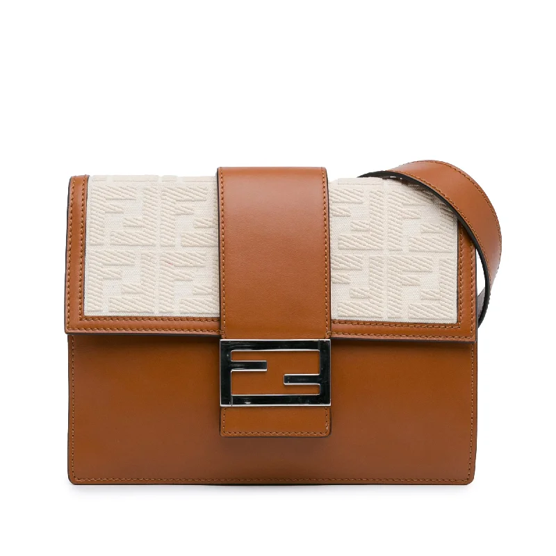 Brown Fendi FF 1974 Flat Baguette Crossbody Bag