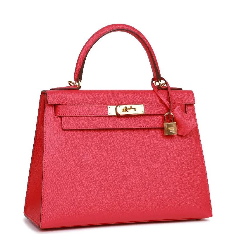 Hermes Kelly Sellier 28 Rose Extreme Epsom Gold Hardware