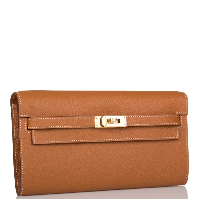 Hermes Kelly Wallet To Go Gold Epsom Gold Hardware