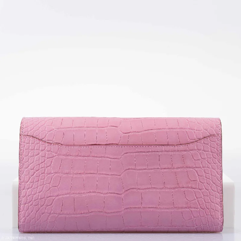 Hermes Constance Long Wallet Bubblegum Pink 5P Matte Alligator Palladium Hardware - 2020, Y