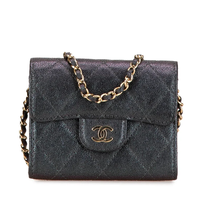 Black Chanel Small Iridescent Caviar Single Flap Crossbody Bag