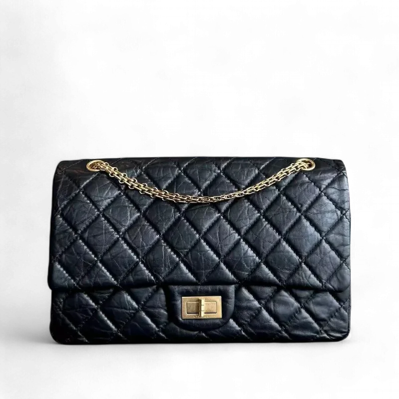 Chanel Colorful Handbag for Spring Outfits2.55 227 Large 31CM Quilted Calfskin Black Golden Hardware Series 14