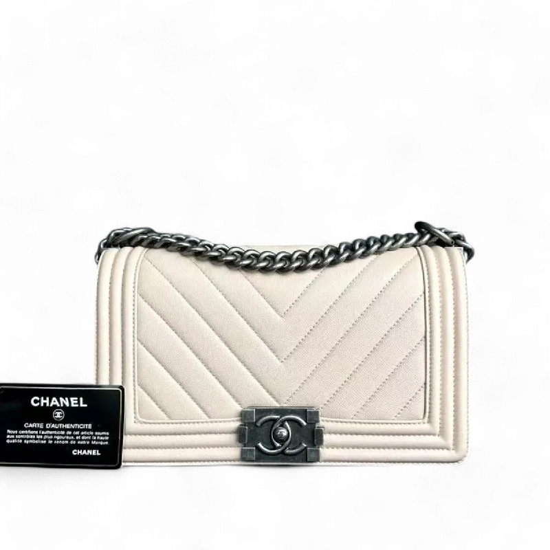 Chanel Small Crossbody Bag for TravelBoy Old Medium 25CM Chevron Light Pink Nude Leboy Silver Hardware Series 24