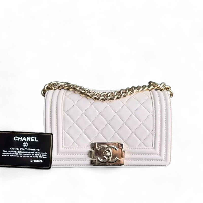 Chanel Quilted Leather Shoulder Bag for FashionistasChanel Boy Small -  Light Pink Quilted Lambskin Gold Hardware Series 22