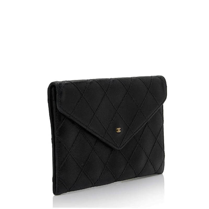 Chanel Classic Flap Bag for Evening PartyChanel Calfskin Diamond Wild Stitch Envelope Wallet (pNxSvK)