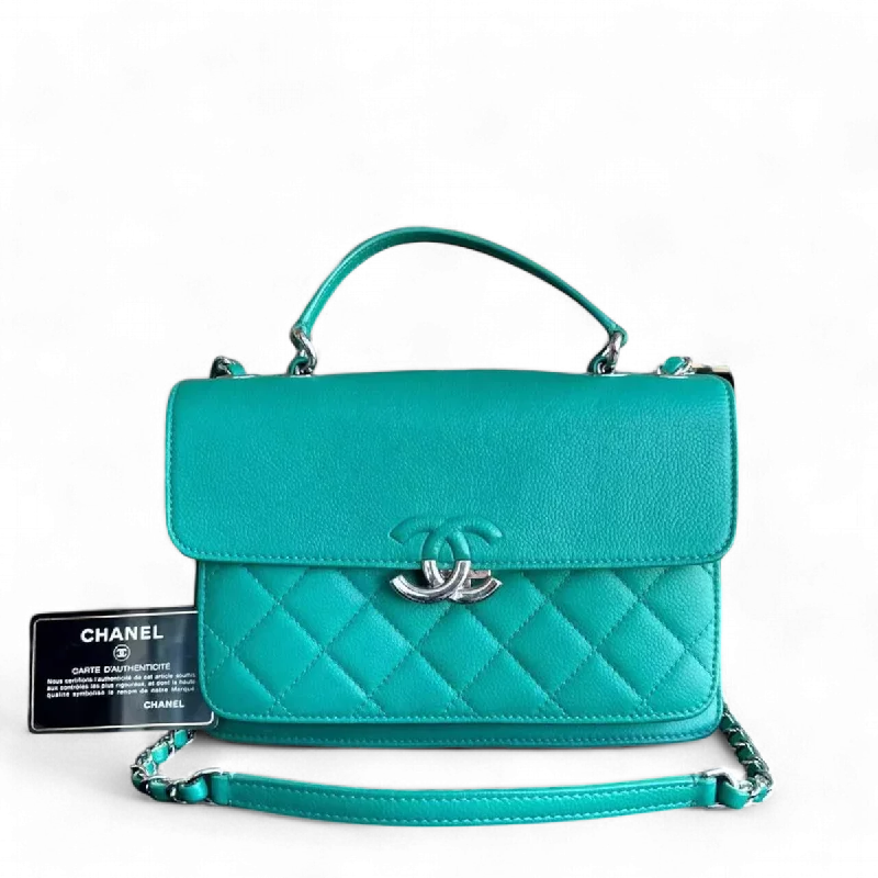 Chanel All - Match Handbag for Versatile StylingChanel Caviar 25CM 2017 Urban Handle Quilted Grained Calfskin Green Blue Silver Hardware Series 23