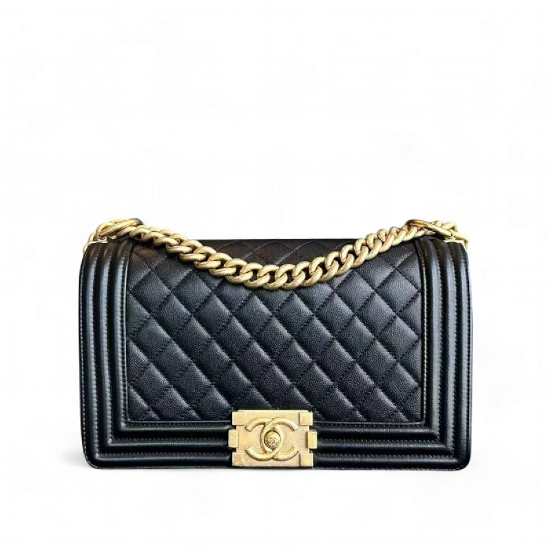 Chanel Medium Tote Bag for Office LadiesChanel Caviar Boy Old Medium 25CM Quilted Grained Calfskin Leboy Black GHW