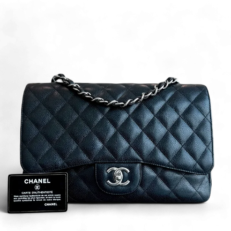 Chanel Small Crossbody Bag for TravelCaviar Jumbo Classic Flap Single Flap Quilted Calfskin Black SHW No 13