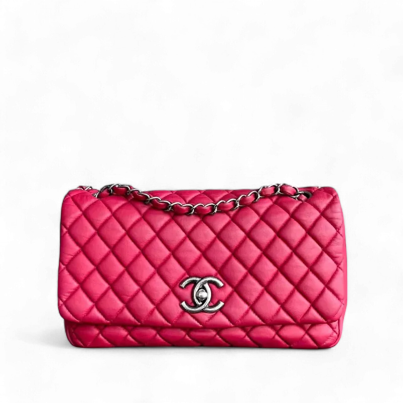 Chanel Small Crossbody Bag for TravelCC Puffer Bubble Seasonal Classic Flap Calfskin Red Silver Hardware Series 17