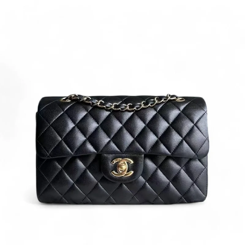 Chanel Small Crossbody Bag for TravelChanel Classic Flap Small - 23CM Quilted Lambskin Black Gold Hardware Series 12