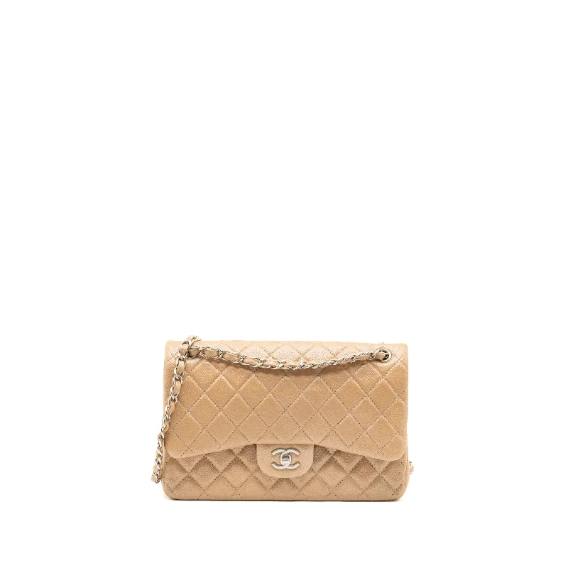 Chanel Quilted Leather Shoulder Bag for FashionistasChanel classic jumbo double flap bag caviar iridescent beige brushed SHW