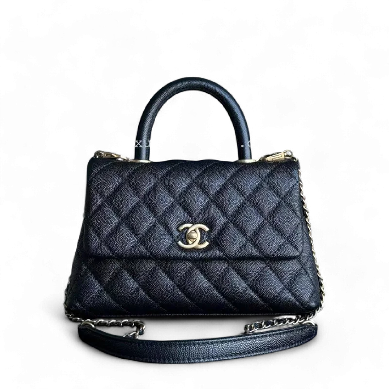 Chanel Classic Flap Bag for Evening PartyChanel Coco Handle Small - Caviar Quilted Black Gold Hardware Series 25