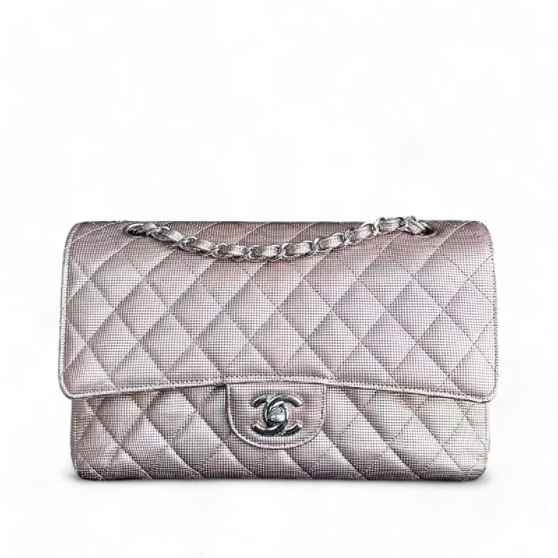 Chanel Chain Strap Handbag for Everyday UseChanel Calfskin Classic Flap Double Flap Metallic Pixelated Pixel Limited Edition Pink Silver Hardware No 21