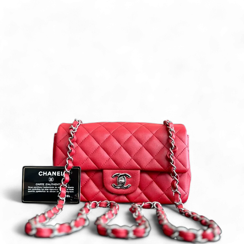 Chanel Designer Handbag with Unique DesignChanel Classic Flap Mini Rectangular Classic Flap Lambskin Red SHW No 18