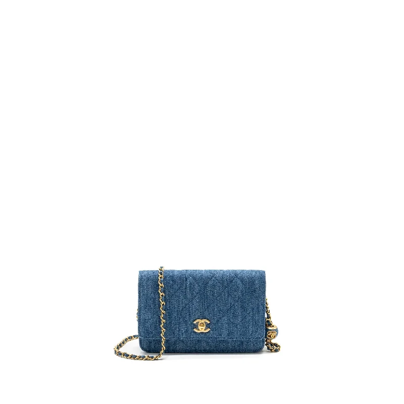 Chanel New Arrival Handbag with Gold HardwareChanel pearl crush wallet on chain denim blue GHW (microchip)