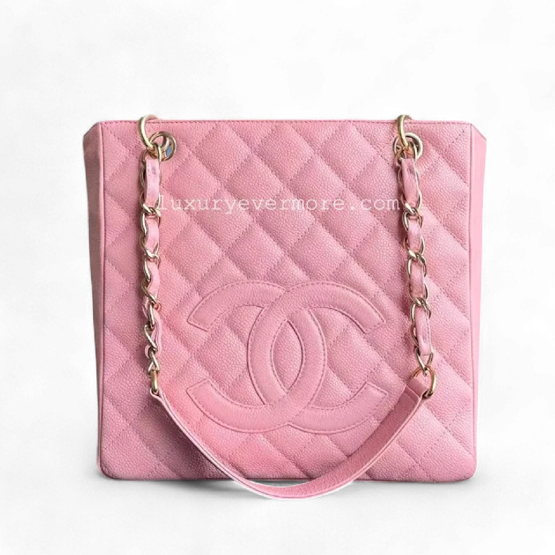 Chanel Vintage Inspired Handbag for Retro LoversChanel PST Petite Shopping Tote - Caviar Pink Quilted Gold Hardware Series 8