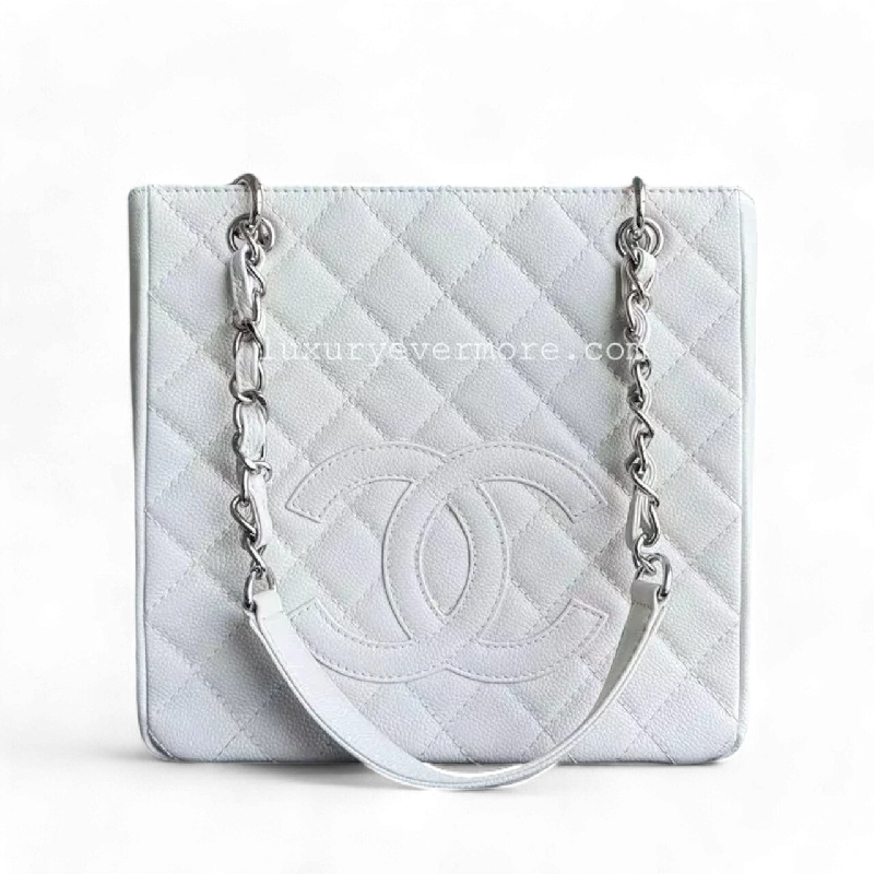 Chanel Small Crossbody Bag for TravelChanel PST Petite Shopping Tote - Caviar Quilted White Tote Bag Series 12