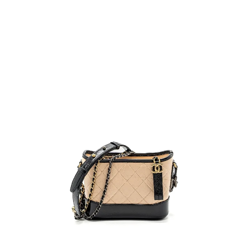 Chanel Quilted Leather Shoulder Bag for FashionistasChanel Small Gabrielle Hobo Bag Aged Calfskin Beige/Black Multicolour Hardware