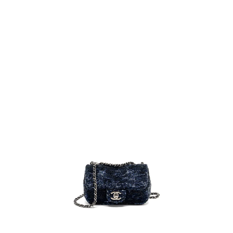 Chanel Quilted Leather Shoulder Bag for FashionistasChanel super mini flap bag sequin dark blue / black SHW