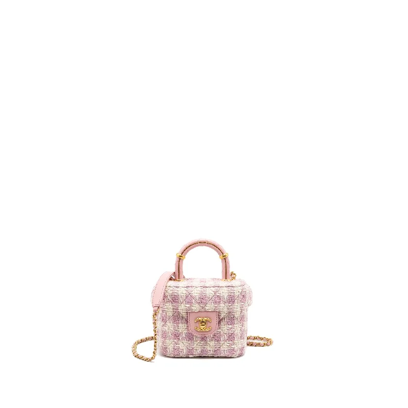 Chanel New Arrival Handbag with Gold HardwareChanel top handle vanity bag with chain tweed pink GHW (Microchip)