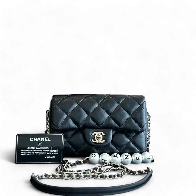 Chanel Handbag with Adjustable Strap for ComfortChanel Pearl Mini Flap Quilted My Previous Lambskin Black GHW No 29