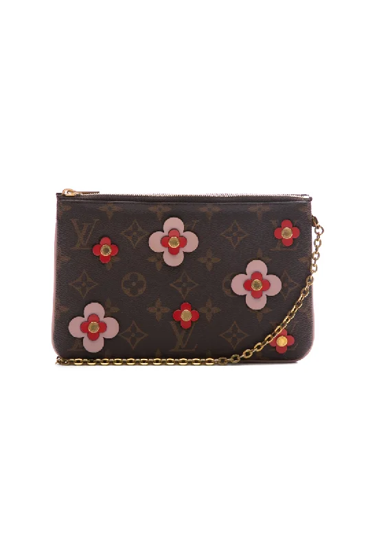 Chanel Handbag with Adjustable Strap for ComfortBlooming Flowers Double Zip Pochette Bag