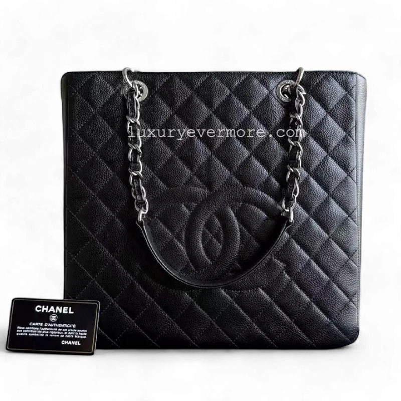 Chanel Small Crossbody Bag for Travel*Rare XL Size* Chanel PST Petite Shopping Tote - XL Caviar Large Quilted Black Gold Hardware Series 16