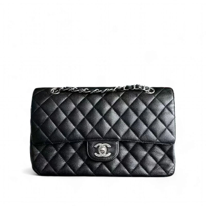 Chanel Handbag with Adjustable Strap for ComfortChanel Classic Flap Caviar Double Flap Quilted Calfskin Black SHW No 14