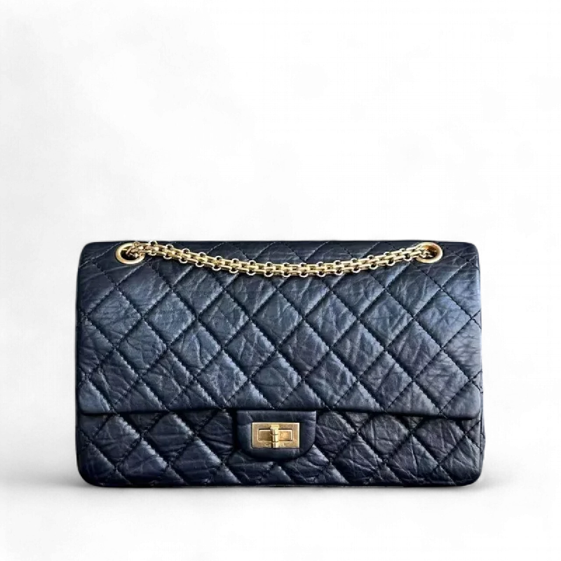 Chanel Quilted Leather Shoulder Bag for Fashionistas[Ready Stock] Chanel Reissue 2.55 226 Medium Quilted Calfskin Black Golden Hardware Series 13