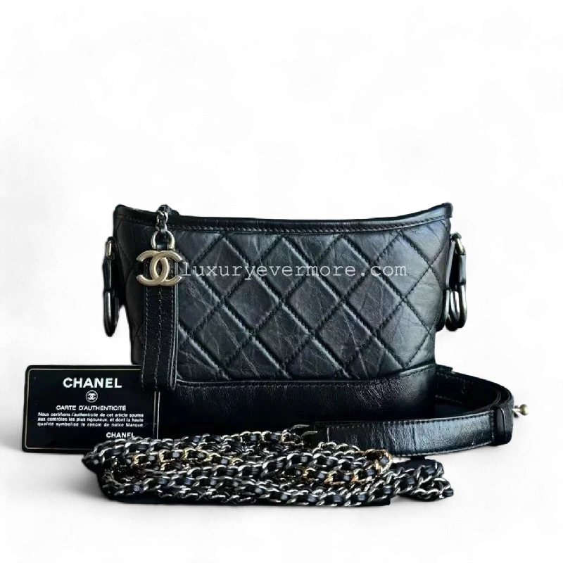 Chanel All - Match Handbag for Versatile StylingSmall Gabrielle Hobo Quilted Calfskin Black Two-Tone Golden Hardware Series 26