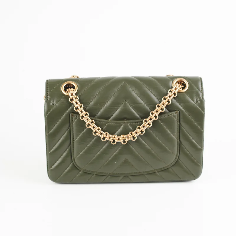 Chanel New Arrival Handbag with Gold HardwareChanel Mini 2.55 Chevron Reissue Khaki Green (Microchipped)