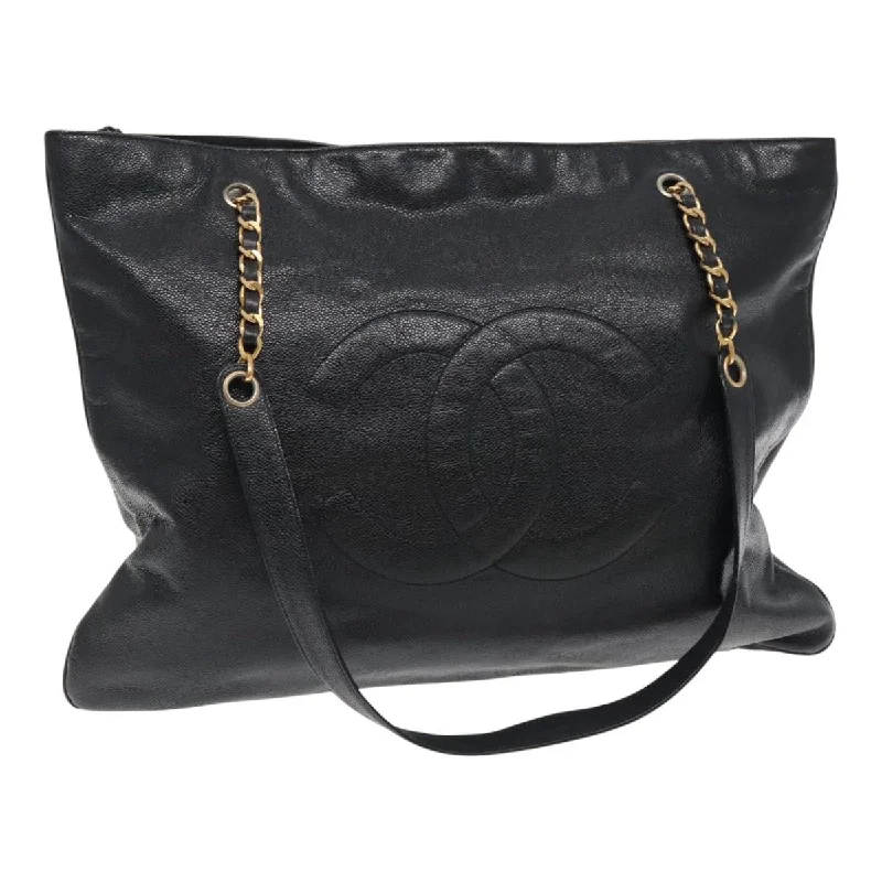 Chanel Classic Flap Bag for Evening PartyCHANEL COCO Mark Chain Tote Bag Caviar Skin Black Gold CC  bs18655