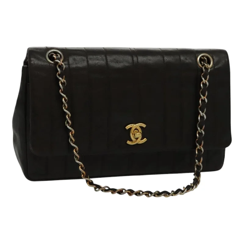 Chanel Luxury Handbag for High - End EventsCHANEL Mademoiselle Hand Bag Lamb Skin Vintage Brown Gold CC  yk15616