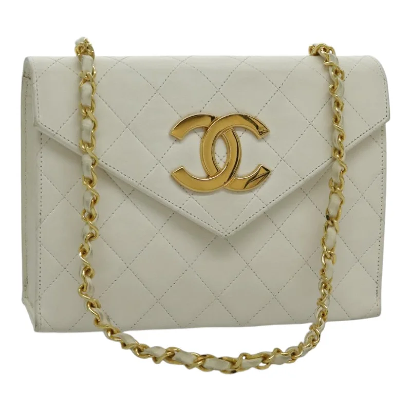 Chanel New Arrival Handbag with Gold HardwareCHANEL Matelasse Big COCO Mark Chain Bag Lamb Skin White Gold CC  yk15609A