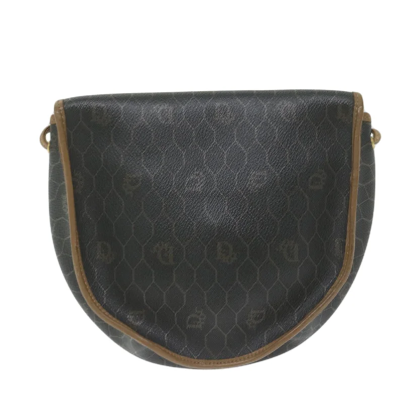 Contemporary Christian Dior handbags with a unique shapeCHRISTIAN DIOR Honeycomb Canvas Shoulder Bag PVC Leather Black Auth am5361