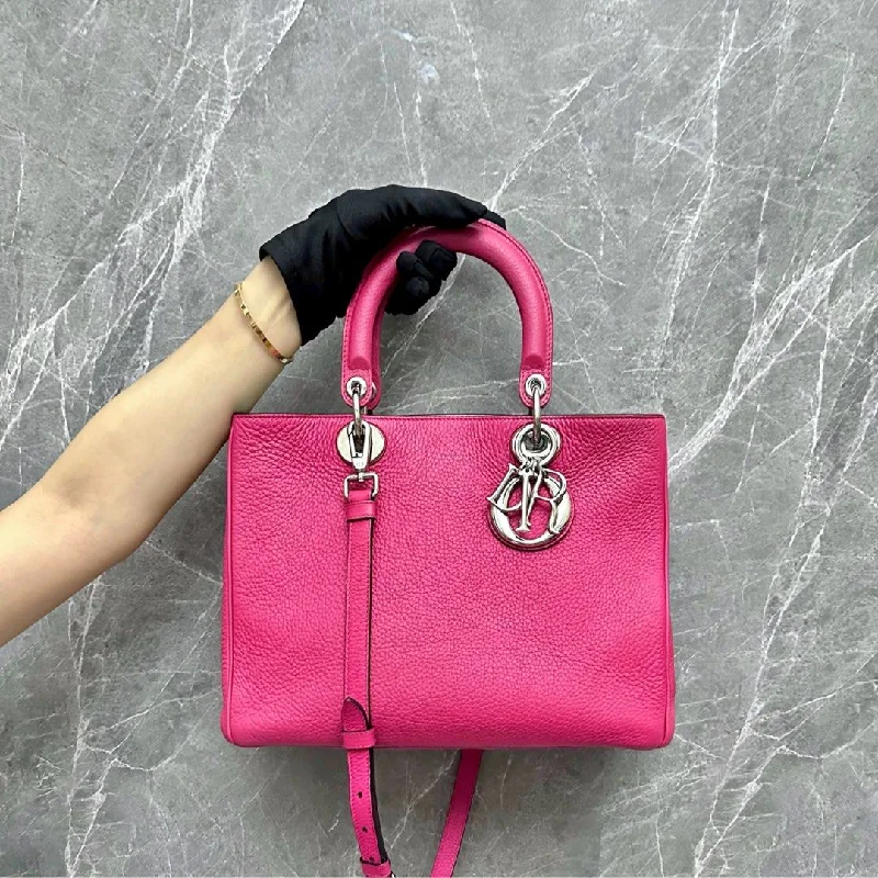 Fashion - forward Christian Dior tote bags for the modern womanDiorissimo Medium Lady Pebbled Calfskin Leather Pink SHW