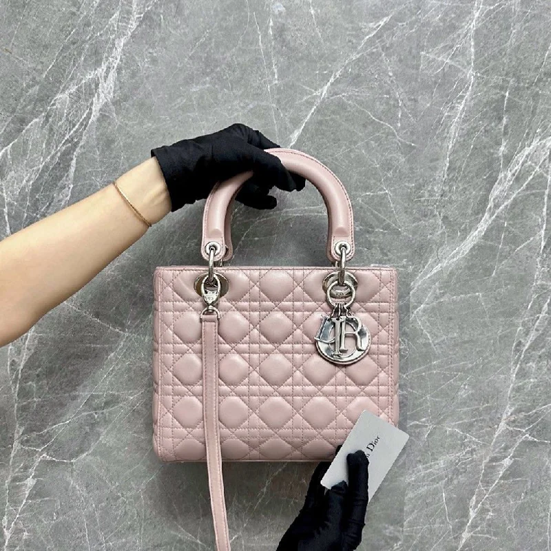 Fashion - forward Christian Dior tote bags for the modern womanLady Medium Cannage Lambskin Mauve Pink SHW