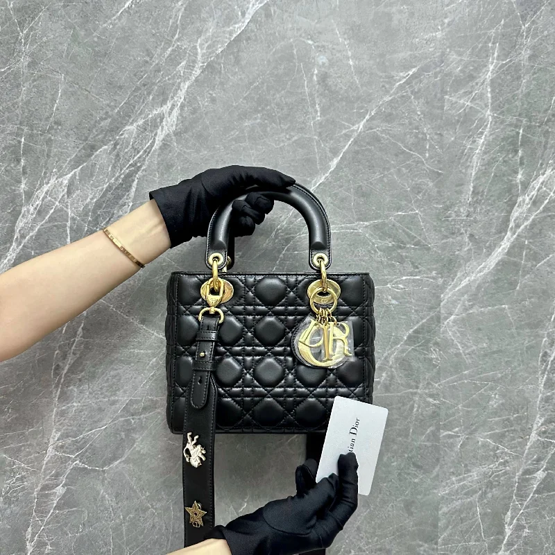 Christian Dior crossbody bags with a front - flap pocket for easy accessLady Small ABC Lambskin Black GHW