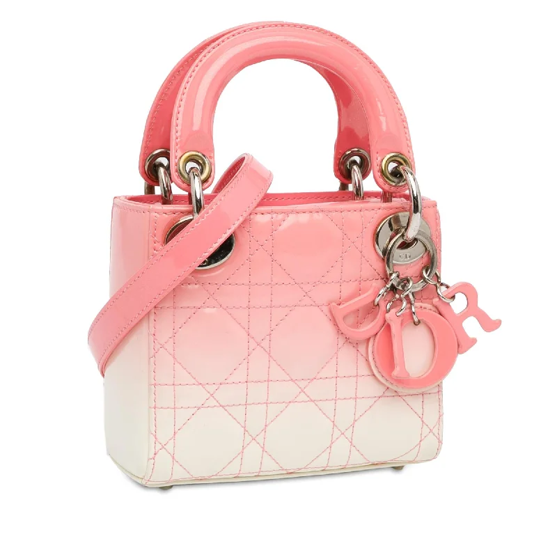 Christian Dior handbags with a removable shoulder strap for versatilityDior Micro Ombre Patent Cannage Lady Dior (9xIs5t)