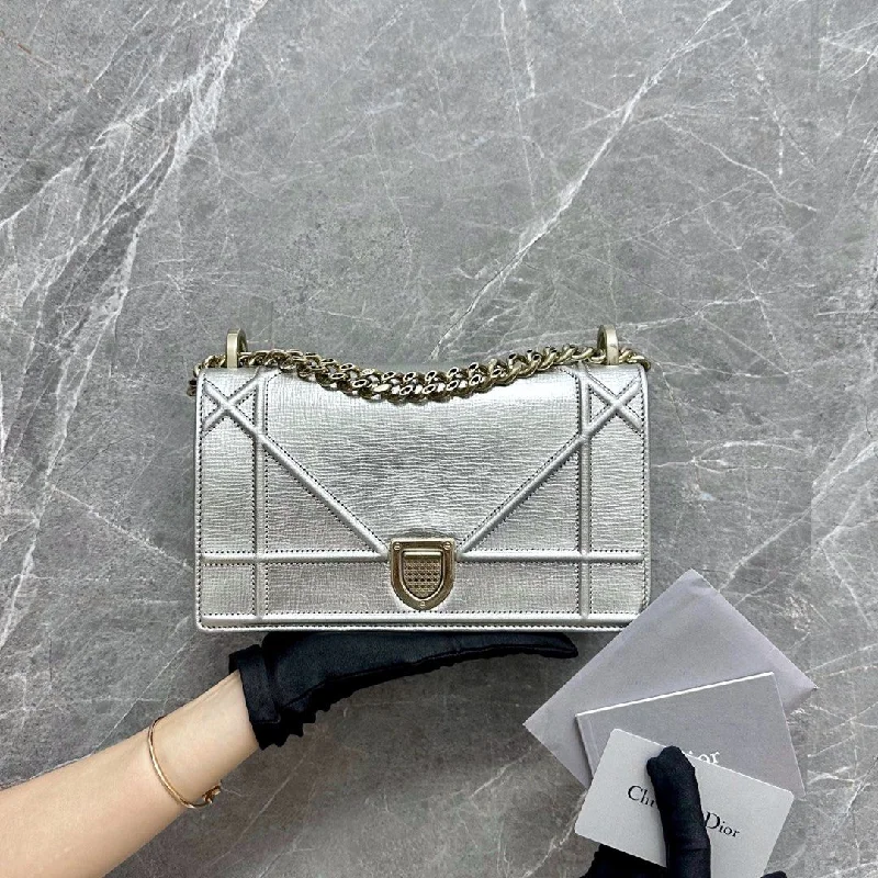 Contemporary Christian Dior handbags with a unique shapeDiorama Small Ama Calfskin Silver GHW