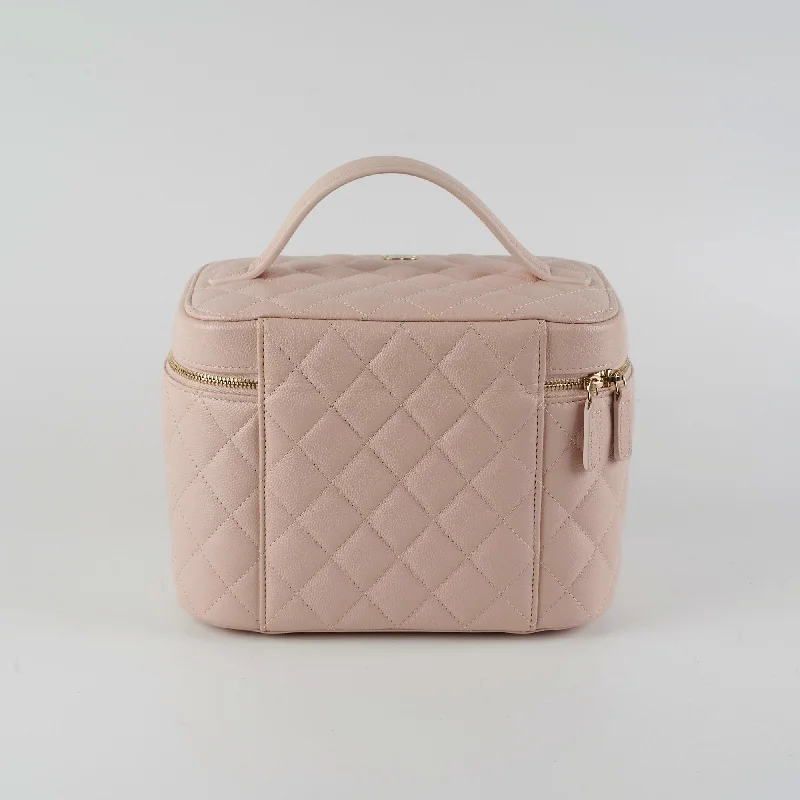 Chanel Small Crossbody Bag for TravelChanel Caviar Vanity Cosmetic Bag Pink Rose Clair