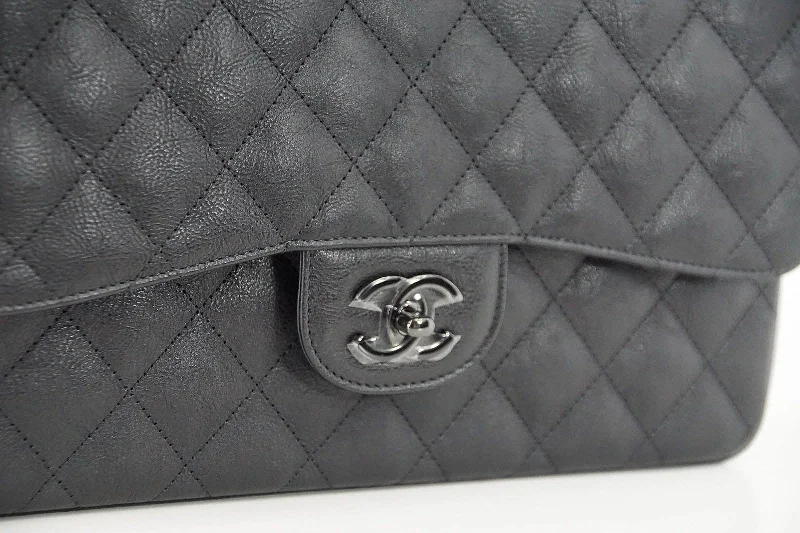 Chanel Quilted Leather Shoulder Bag for FashionistasChanel Bag Quilted So Black Jumbo Classic Double Flap Calfskin Limited Edition